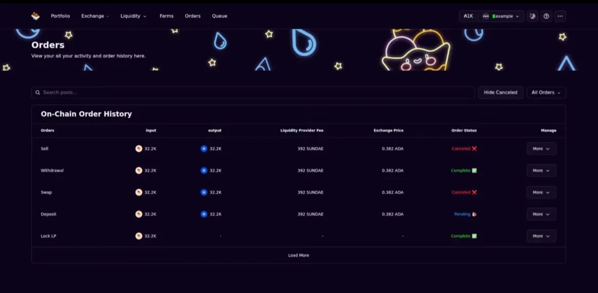Upcoming orders page UI